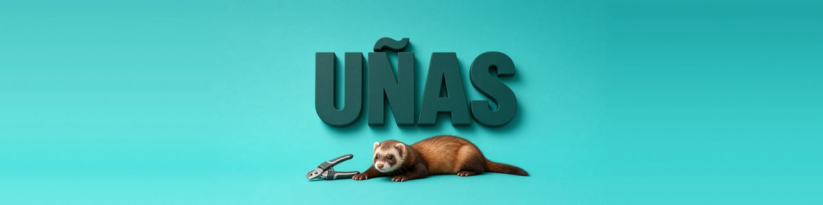 Hurón canela estirado junto a un cortaúñas, UÑAS