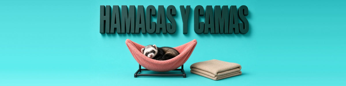 Hurón panda durmiendo en una hamaca, HAMACAS Y CAMAS