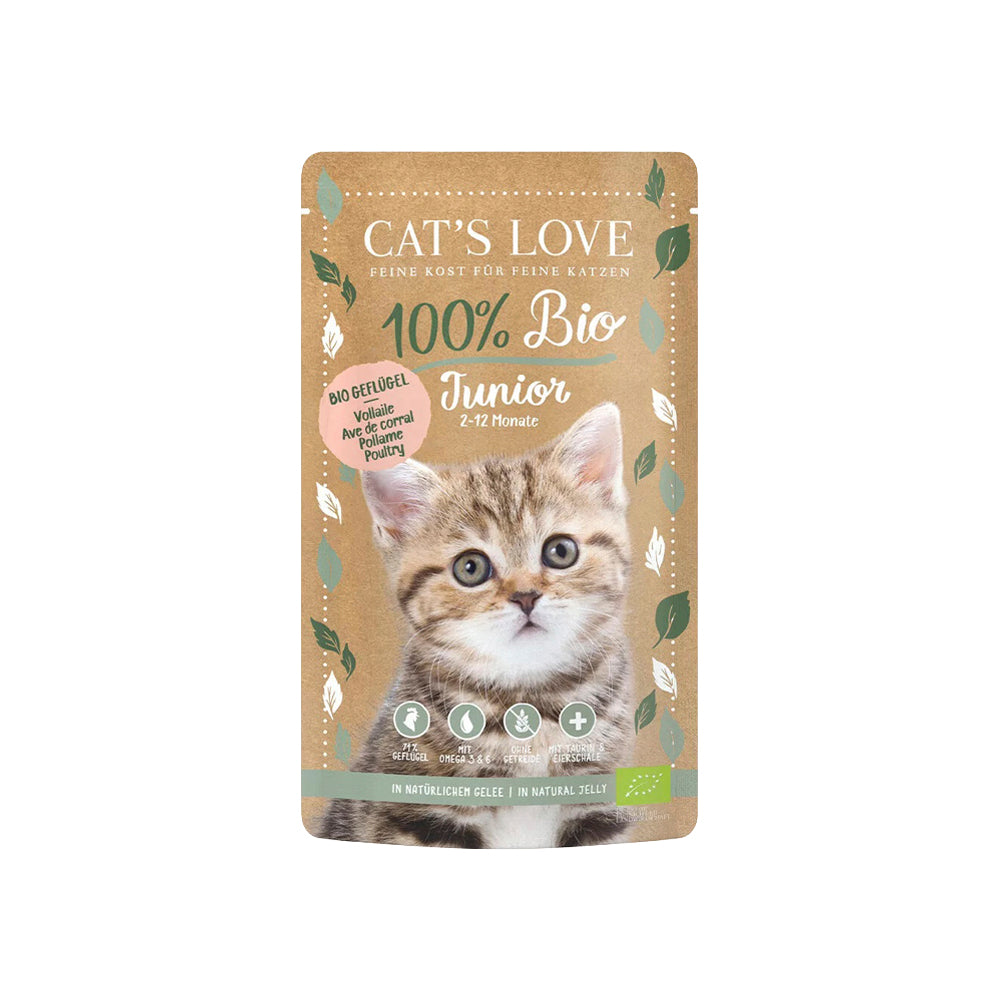 CAT’S LOVE Junior aves de corral BIO comida húmeda para gatitos