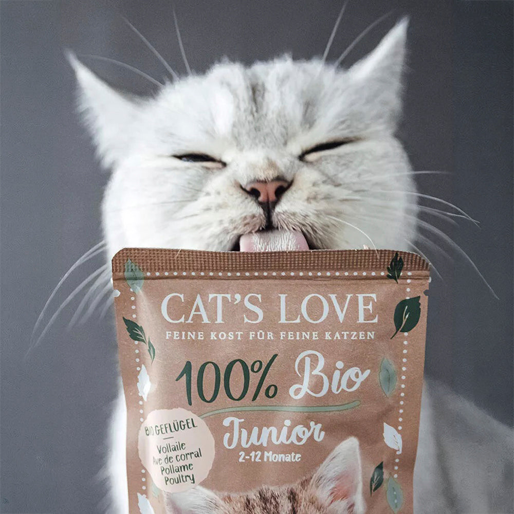 CAT’S LOVE Junior aves de corral BIO comida húmeda para gatitos