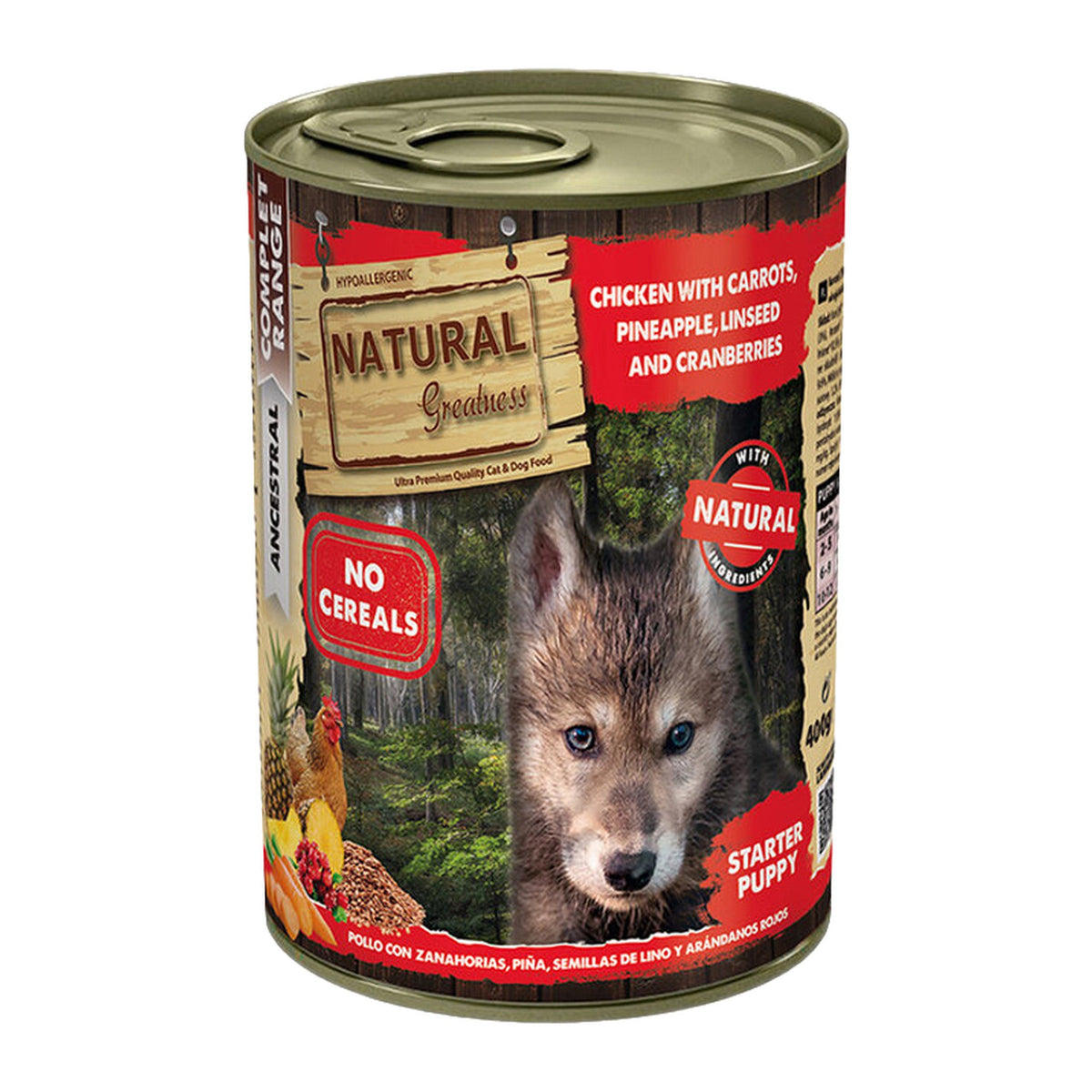 Natural Greatness lata de pollo Starter Puppy para cachorros