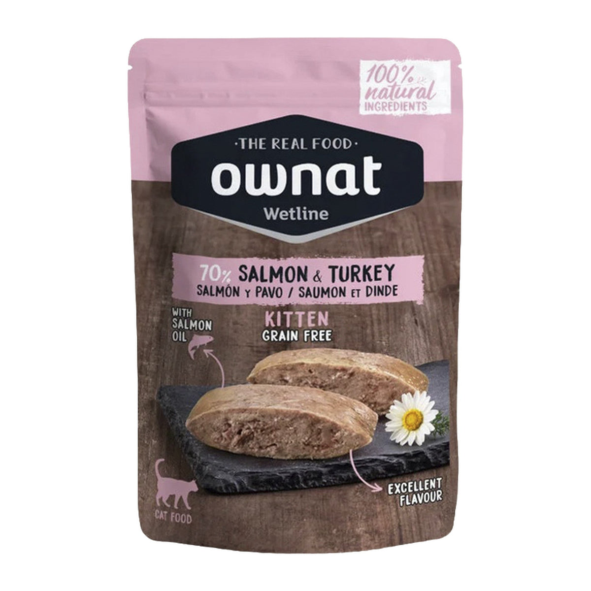 Ownat alimento húmedo de salmón y pavo para gatitos