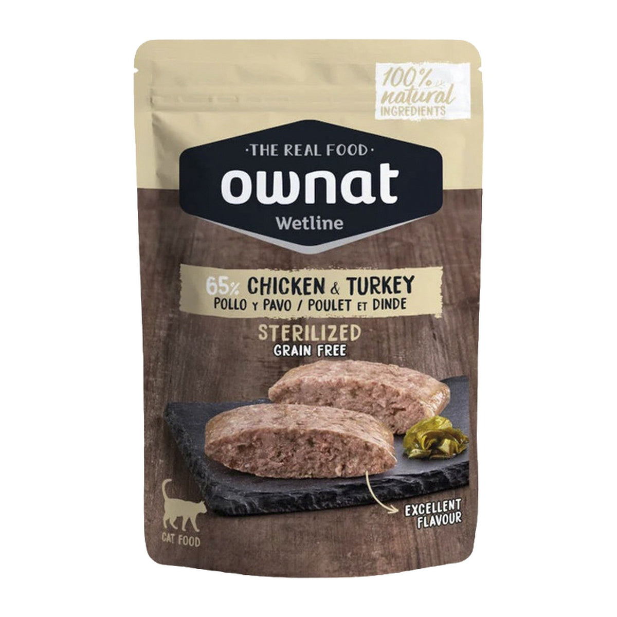 Ownat alimento húmedo de pollo y pavo para gatos esterilizados