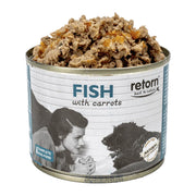 Retorn comida húmeda para perros de pescado con zanahorias